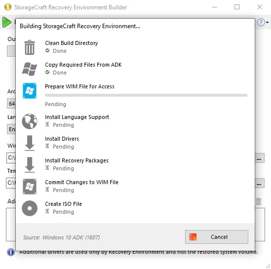 Creating a StorageCraft Recovery Environment for Windows